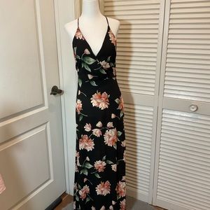 Lush Maxi Black Floral Dress